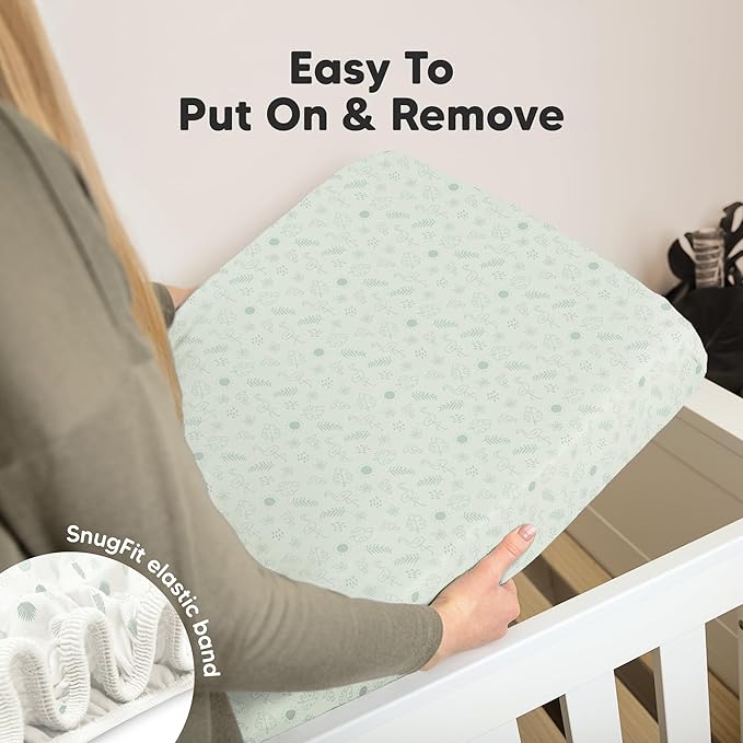 KeaBabies 2-Pack Organic Crib Sheets for Boys, Girls - 52x28 Fitted Crib Mattress Sheet Neutral, Breathable Jersey Cotton Cover for Baby Bed, Toddler Mattress, Soft & Cute Prints (Tropic Oasis)