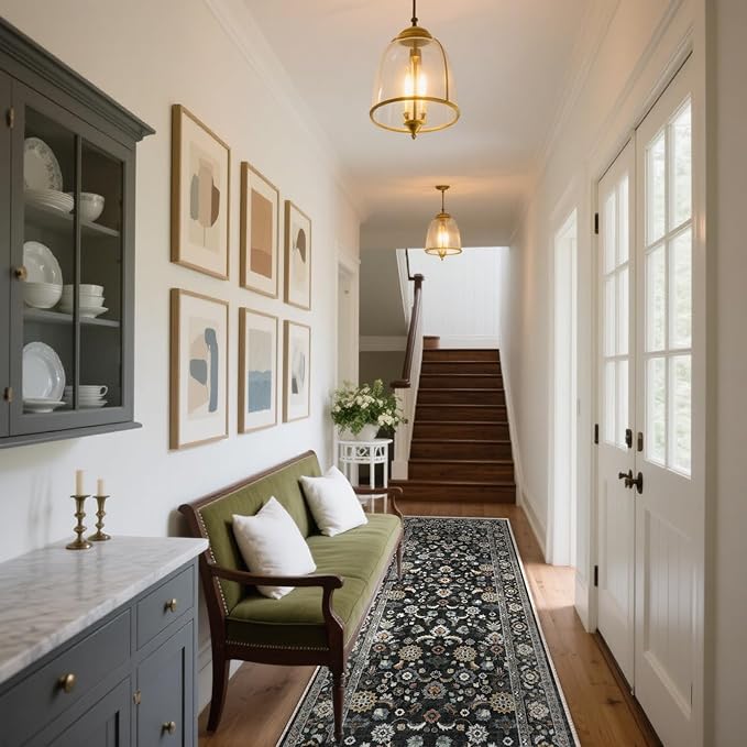 Washable Runners for Hallways Kitchen Rug: 2'x10' Runner Rugs Stain Resistant Non Slip Low Pile Boho Carpet Runners for Hallways Bedroom Entryway Indoor Beside Bathroom Laundry Room