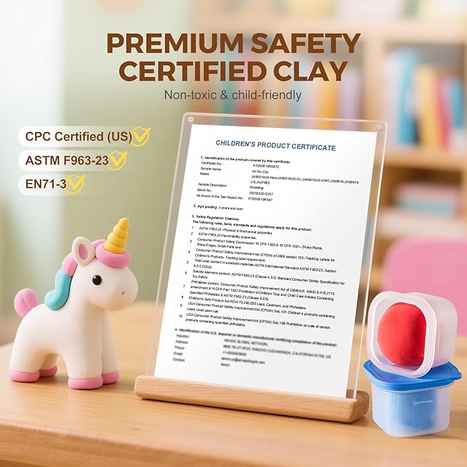 Air Dry Clay for Kids, 24 Colors Modeling Clay Kit with Storage Box & Sculpting Tools, Magic Molding Clay for Boys & Girls Crafts Gift, Age 6-12 Year Olds