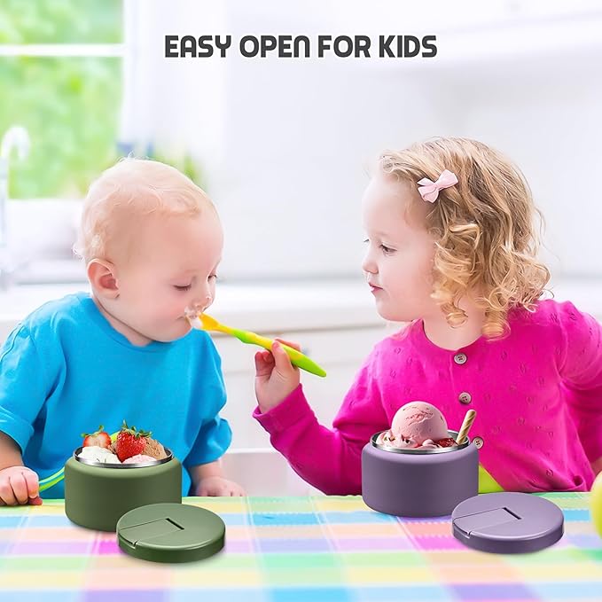 13.5oz Soup Thermo for Hot Food Kids with Buckle Lid Insulated Vacuum Food Jar Wide Mouth Leakproof Stainless Steel Lunch Container -Purple