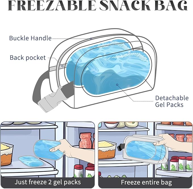 Cooler Lunch Bag - Freezable and Insulated for Travel, Kids/Adults, Fit for Yogurt