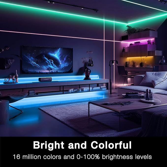 DAYBETTER Smart WiFi Led Lights, Tuya App Controlled, Work with Alexa and Google Assistant, Timer Schedule, RGB Strip Color Changing Décor for Bedroom Party Kitchen, 50ft