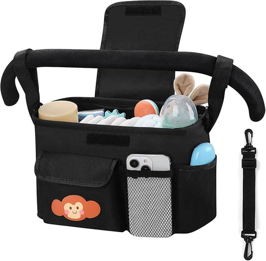 Accmor Universal Stroller Organizer with Cup Holder and Shoulder Strap, Stroller Bag Caddy Organizer Stroller Accessories for Uppababy, Baby Jogger, Nuna, Doona, Britax Strollers