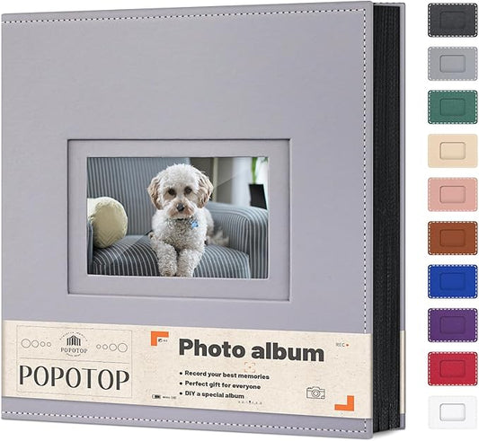 Popotop Photo Album 4x6 500 Pockets with Leather Hardcover Cover, Large Photo Album Binder Book with 50Pcs Pages for Family Travel Wedding Baby Gifts