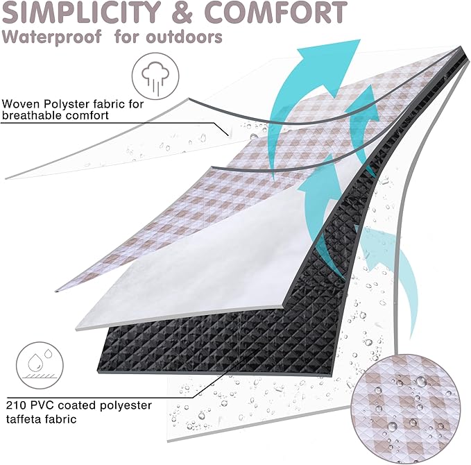 HX&OD Outdoor Picnic Blanket, Extra Large, 80''x80'' Waterproof Foldable Blankets Gingham Picnic Mat for Beach, Camping Grass Lawn Park Accessories Cute Couple Ideas Wedding (Light Brown, 80”x80”)