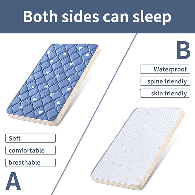 Baby Bassinet Mattress 30x 20 inches- Firm Support and Comfort Premium Foam,Noiseless and Odorless,Hypoallergenic Small Crib Mattress, Fits Moses Basket, Dual Sided with Soft Breathable Fabric