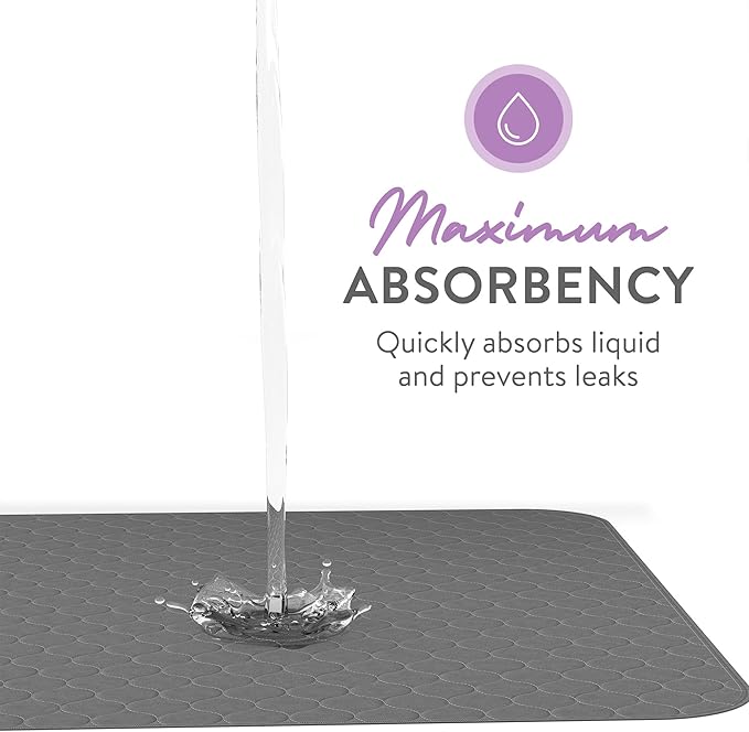 Inspire Underpads | Stain Hiding Gray Reusable Incontinence Bed Pads | Waterproof Mattress Pad | for Adults Babies and Dogs (34 X 36 - 6 Pack)