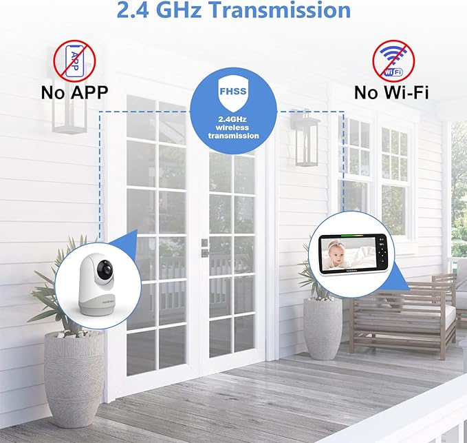 HelloBaby 6”IPS Large Screen, Video Baby Monitor with Upgraded 4000mAh Battery, 2-Way Talk, Night Vision, Pan-Tilt-Zoom, No WiFi, ECO Mode