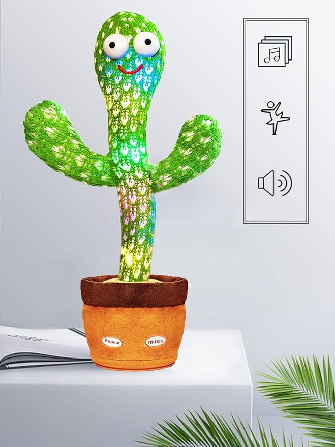 Cactus Baby Toy can be Adjusted Volume, Dancing Singing Musical Gift with LED Light. Baby Toy for Kids Talking Smart Toys, Talking Cactus Exquisite Yarn Bag Packaging