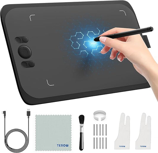Drawing Tablet,UGEE M808 10x6 Inch, 8192 Levels Pressure, Battery-Free Stylus, 8 Shortcut Keys, Digital Art Tablet for Drawing, Design, Online Teaching, Mac/Windows/Chrome Os/Android, Black
