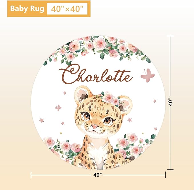Custom Baby Crib Bedding Set, 5 Pcs Personalized Name Baby Crib Sets for Infant Toddler, Floral Leopard Nursery Bedding Set for Baby Girls, Double Layer Baby Bedding Sets Customized Gifts