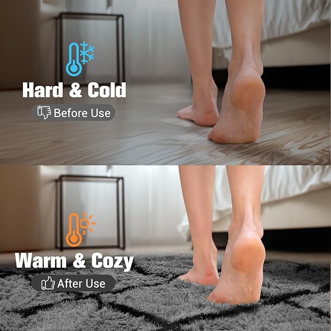 Fluffy Rug for Bedroom, 6X9Feet Stripe Checkered Rug Anti-Skid High Pile for Living Room Bedroom Kids Room Nursery, Dorm Home Decor