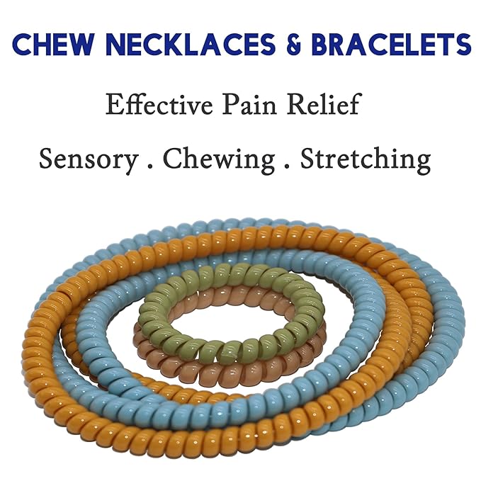 Chewy Necklace for Sensory Kids, 12 Pack Stretchy Fidget Bracelet Necklace for Boys with Autism ADHD SPD, Sensory Fidget for Kids 8-12 Reduce Biting Stress and Anxiety