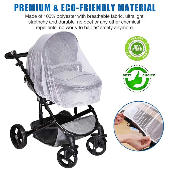 Stroller Rain Cover and Baby Stroller Mosquito Net(2-Piece Set),Universal Stroller Accessory,Waterproof, Windproof Protection,Protect from Dust Snow,Baby Travel Weather Shield