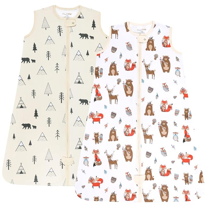 Mama Cheetah Baby Sleep Sack 0.5 TOG, Organic Cotton Baby Wearable Blanket with Two-Way Zipper, Swaddle Transition Baby Sleeping Bag for Newborn Infant Toddler Boy Girl, 0-6 Months