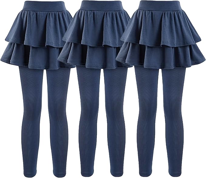 Girls School Uniform Pants Leggings with Skirts Stretch Warm Jegging 4-12 Years