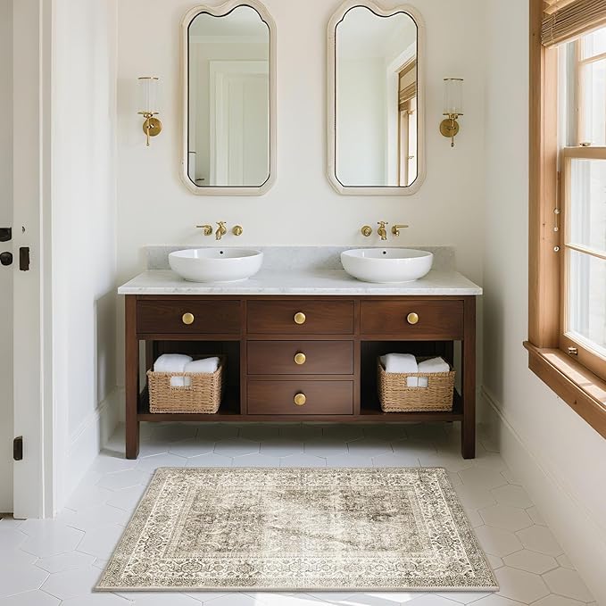 Machine Washable Small Rugs for Kitchen: Door Mat Indoor Entrance 2x3 Throw Rug Stain Resistant Non-Slip Low Pile Soft Carpets for Entryway Front Door Indoor Entrance Entry Bedroom