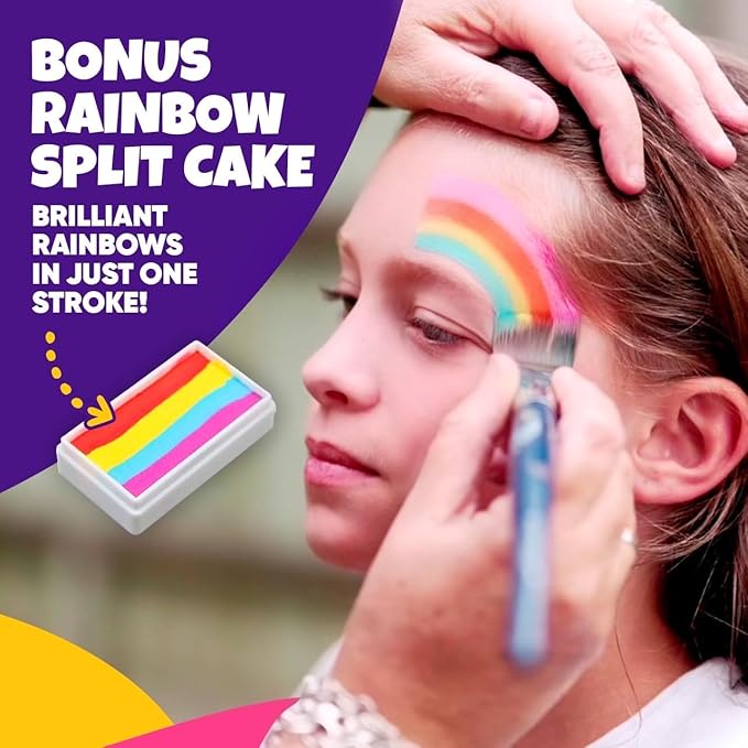 28 Color Face Painting Kit for Kids - Blue Squid Face Paint Kit Palette with 160pc accessories Stencils, Water Activated Non Toxic Washable Professional Facepaint body set Halloween Party Makeup