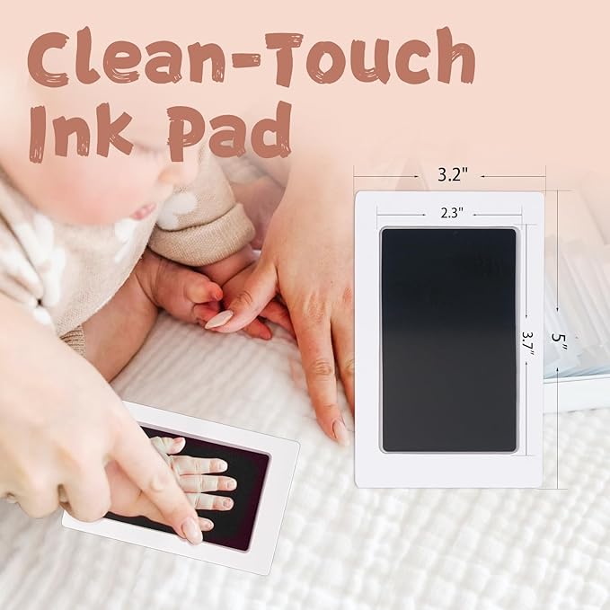 Inkless Baby Hand and Footprint Kit,Clean-Touch Ink Pad Kit,Safe No Mess Printing Infant Hand Foot Stamp,2 Pack Newborn Inkless Print Pads Best Keepsake or Gifts for Family