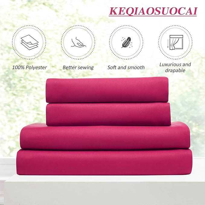 KEQIAOSUOCAI Pinch Pleat Curtains 92 Inches Long,Home Fashion Microfiber Thermal Insulated Solid Pleated Room Darkening Curtain for Bedroom (Hot Pink, 2 Panels, 40 inch Wide by 92 Long)