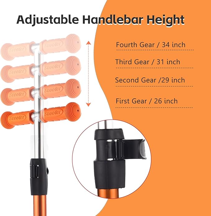 3 Wheel Scooter for Kids Ages 6-12,Kids Scooter with Light Up Wheels, Sturdy Deck Design, and 4 Height Adjustable Suitable for Kid Ages 3-12