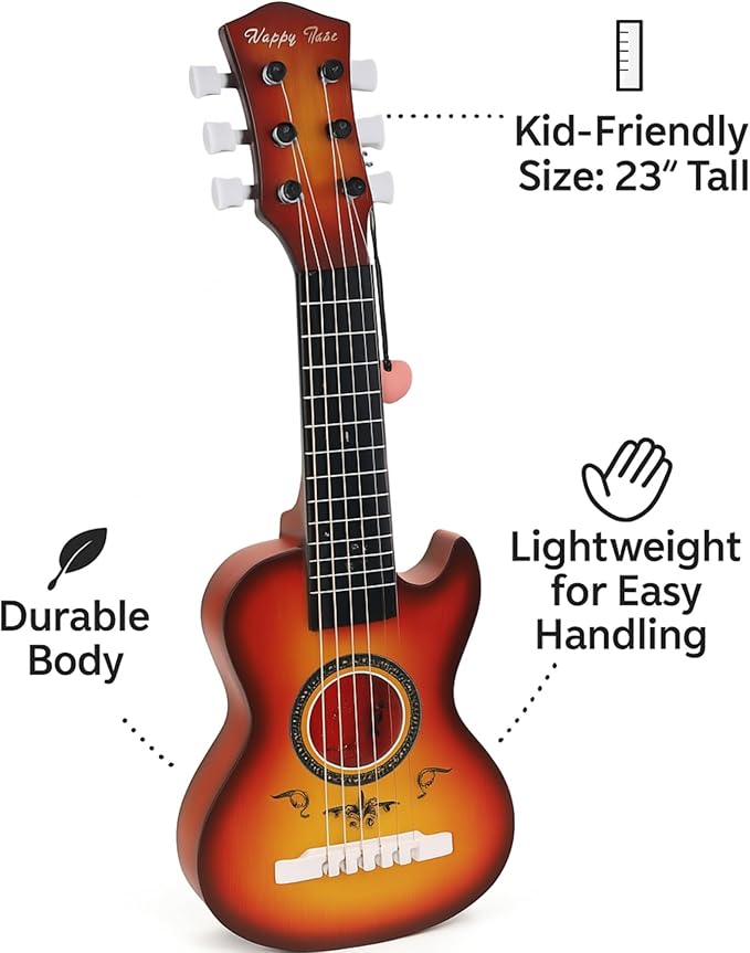 23" Acoustic Guitar, Kids 6 String Toy Guitar - Realistic Steel Strings - Beginner Practice First Musical Instrument for Children, Toddlers (Cherry Sunburst)