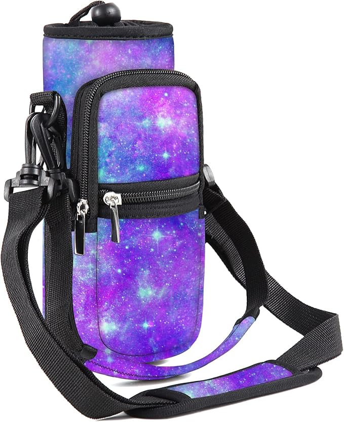 25/32/40/64oz Water Bottle Bag Holder Carrier-Insulated Crossbody Sling Case Sleeve with Strap & Pockets for Men Women Gym Cycling Travel Walking Hiking Camping