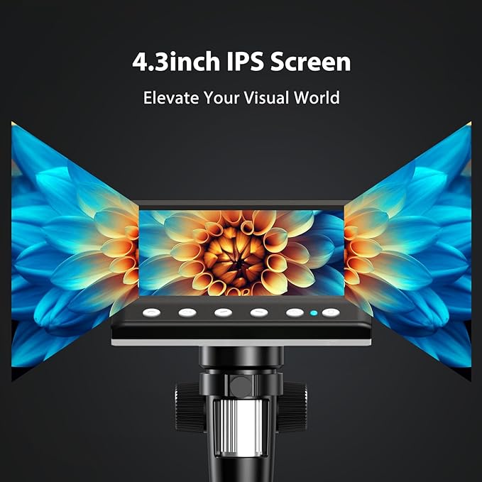 Hayve 4.3'' IPS Coin Microscope, 1000X Magnification Digital Microscope for Adults，Coin Collection Supplies with 8 Adjustable LEDs，Windows Compatible，32GB TF Card