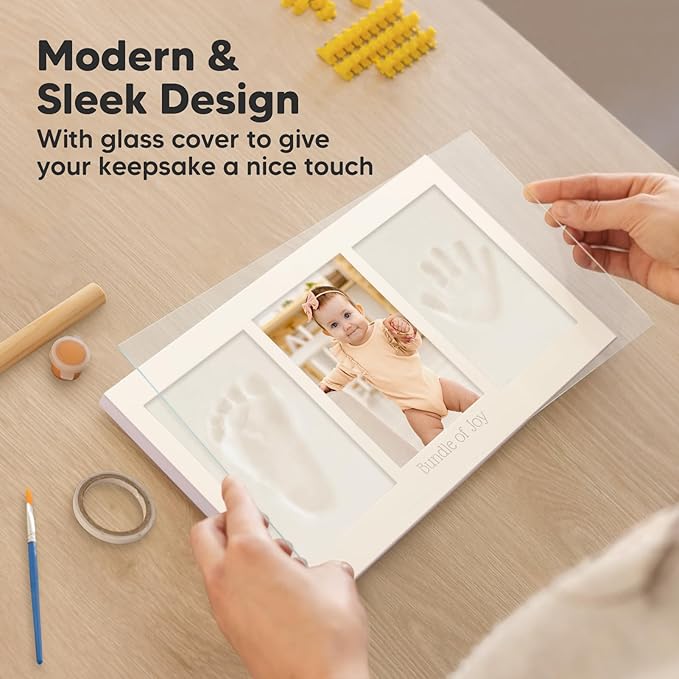 Baby Hand and Footprint Kit - Clay Handprint Keepsake Frame, Newborn Nursery Picture Frame, Personalized New Mom Gifts for Baby Shower & Registry (Soft Lilac)