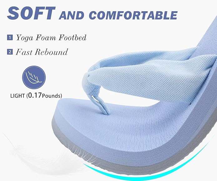 KuaiLu Flip Flops for Women with Arch Support Yoga Mat Comfortable Summer Beach Walking Thong Cushion Sandals Slip On Indoor Outdoor