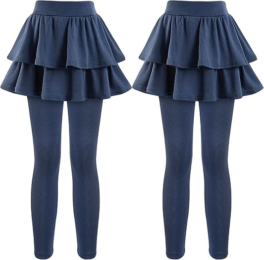 Girls School Uniform Pants Leggings with Skirts Stretch Warm Jegging 4-12 Years