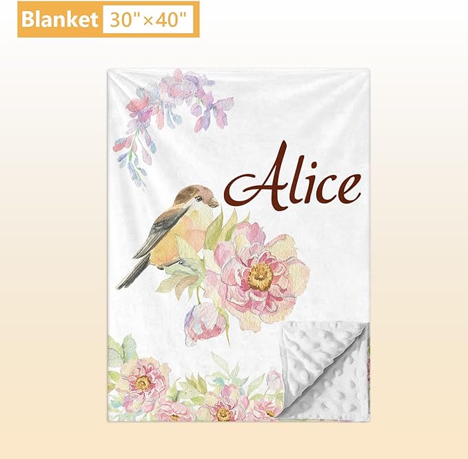 Custom Baby Bedding Set - 5 Pcs Customized Nursery Bedding Set with Name - Comfortable Double Layer Crib Sets for Girls Boys - Personalized Gifts for Infants Toddlers New Parents - Floral Bird