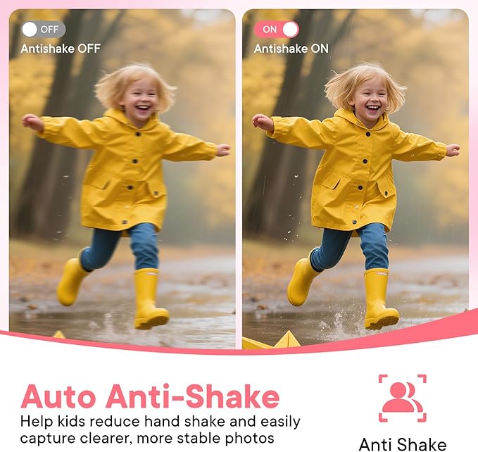 Digital Camera 4K 64MP - Vlogging Camera for Kids & Beginners | 18X Zoom Point and Shoot Camera Anti Shake, Compact with Flash, Gift for Boys Girls(Pink+Silver)