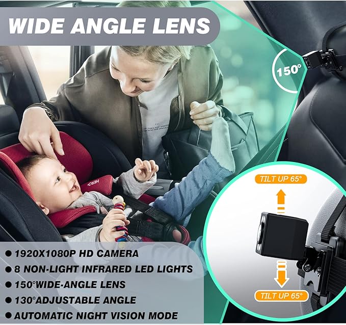 Baby Mirror for Car, ATOROBROS Baby Car Camera for Rear-Facing Seat with 4.3'' HD Display, Upgrade 360° Rearview Mirror Display Bracket, Easy and Safe to See Baby while Driving