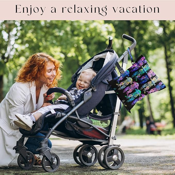 Waterproof Wet Bag for Swimsuit, Travel Beach Wet Dry Bag, Hidden Zipper Reusable Jellyfish Wet Bags, for Travel Beach Wet Swimsuits Toiletries Diapers Dirty Gym Clothes Laundry Bag