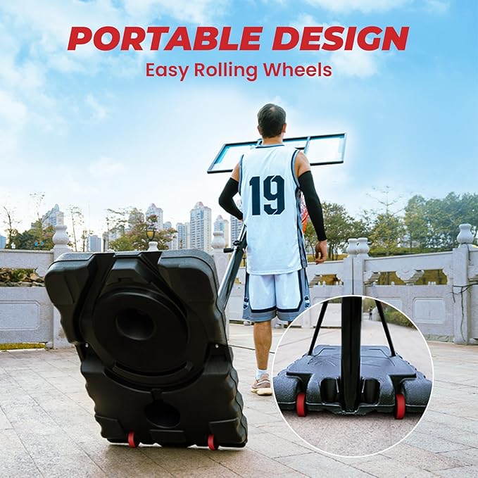 IGL Portable Basketball Hoop, 5.6-10FT Adjustable Basketball Goal System, 44 Inch Outdoor Basketball Hoop & Goals for Kids, Youth, and Adults in The Backyard, Driveway with PC Backboard