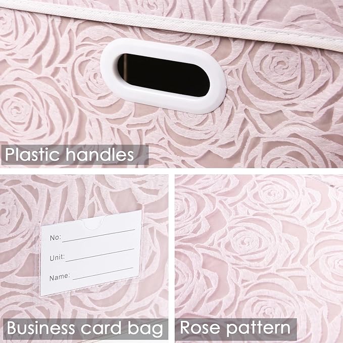 PRANDOM Extra Large Collapsible Storage Boxes with Lids Fabric Decorative Storage Bins Cubes Organizer Baskets with Cover Handles Divider for Bedroom Closet Living Room 19.7x15.7x11.6 Inch 3 Pack