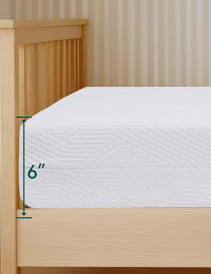 BABELIO Ergonomic Zoning Crib Mattress Dual-Sided Memory Foam Waterproof 6" Thick Toddler Mattress with Zipper Cover, Fits Standard Crib