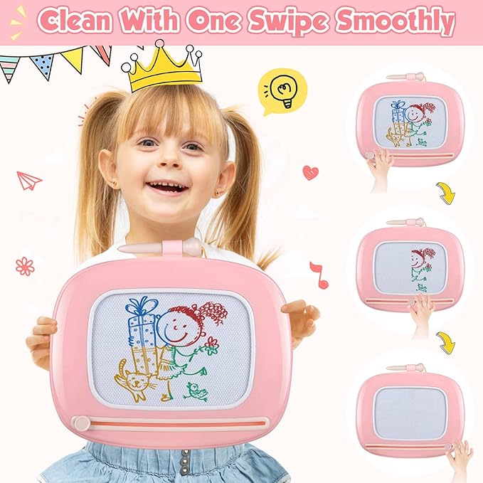 Smasiagon Toddler Toys Age 1-2 Year Old Boys Girls, Magnetic Drawing Doodle Board Pad Educational Learning Toys for 1 2 3 Year Old Boys Girls Gifts Birthday Party (Soft Pink)