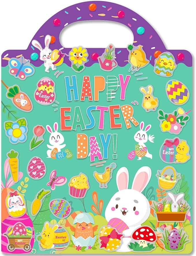 Easter Reusable Sticker Books for Toddlers 1-3, Easter Stickers for Kids, Sticker Book for Toddlers 2-4 Years, Easters Gifts Toys for Kids Girls Boys