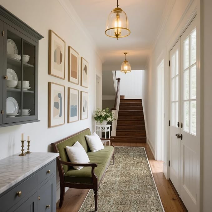 Washable Runners for Hallways Kitchen Rug: 2'x10' Runner Rugs Stain Resistant Non Slip Low Pile Soft Carpet Runners for Hallways Bedroom Kitchen Entryway Indoor Beside Bathroom Laundry Room