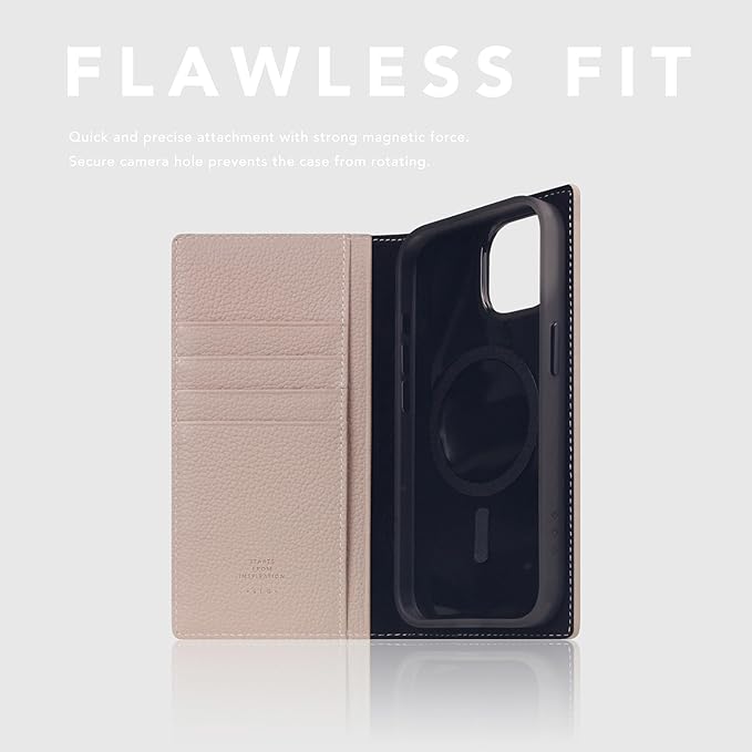 D8 Full Grain Leather Wallet Case for iPhone 15 - [2-in-1] Handcrafted Detachable Diary Style with Magnetic MagSafe Back Cover, Gift Box Included (Light Cream)