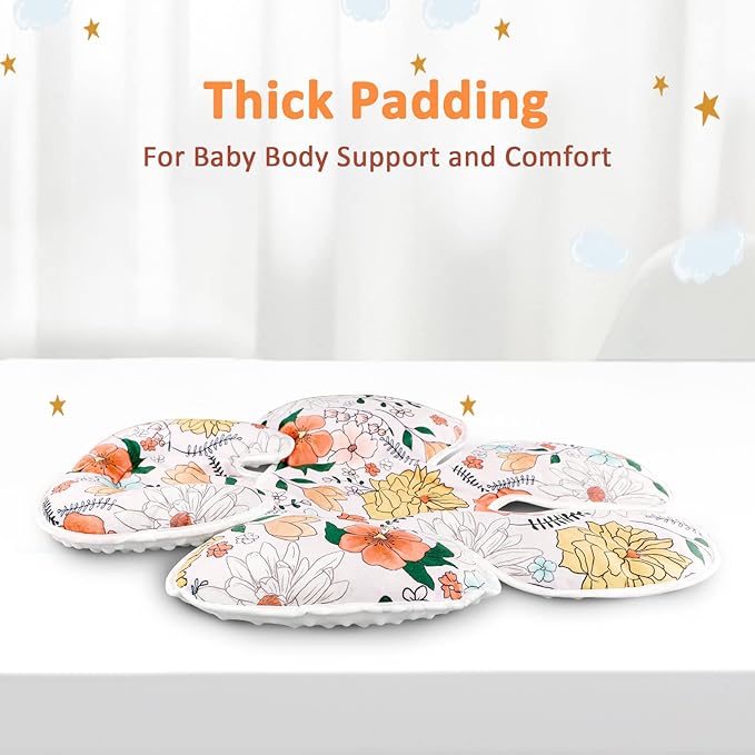 Pea Pod Baby Car Seat Head Support for Newborn, 2 in 1 Infant Car Seat Head Body Support for Girls Extra Soft Breathable Baby Car Seat Cushion Insert for Strollers, Swings, Bouncers, (Retro Floral)