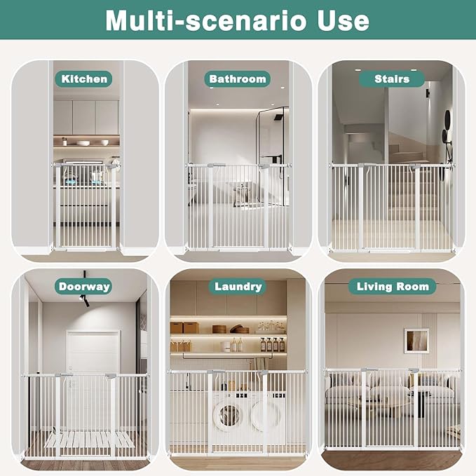 40.5" Extra Tall Baby Gate for Stairs, 40.6"-49.1" Extra Wide Dog Pet Gate Indoor, Pressure Mounted Safety First Baby Gate, No Drill Puppy Tall Gate for Doorways Walk Through House, White