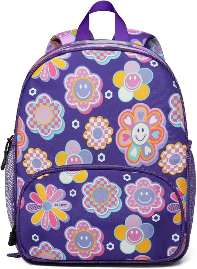 Toddler Backpack for Girls 3-8: Preschool Kindergarten Backpack - Cute Kids Backpacks for Girls-Purple Smile