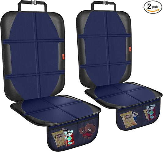 Car Seat Protector,2 Pack Automotive Seat Protectors Baby Carseat Pad Waterproof & Durable 600D Fabric for Child Baby Car Seat Mat Vehicle Pet Cover 2 Storage Pockets (Blue)