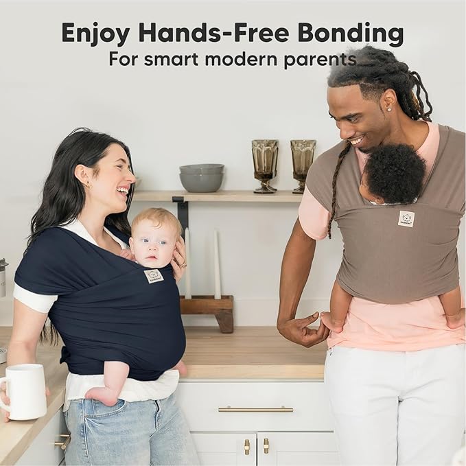 KeaBabies Baby Wrap Carrier - All in 1 Original Baby Carrier Newborn to Toddler Sling, Easy to Wear, Hands Free Bonding, Lightweight, Breathable Infant Wraps (Midnight)