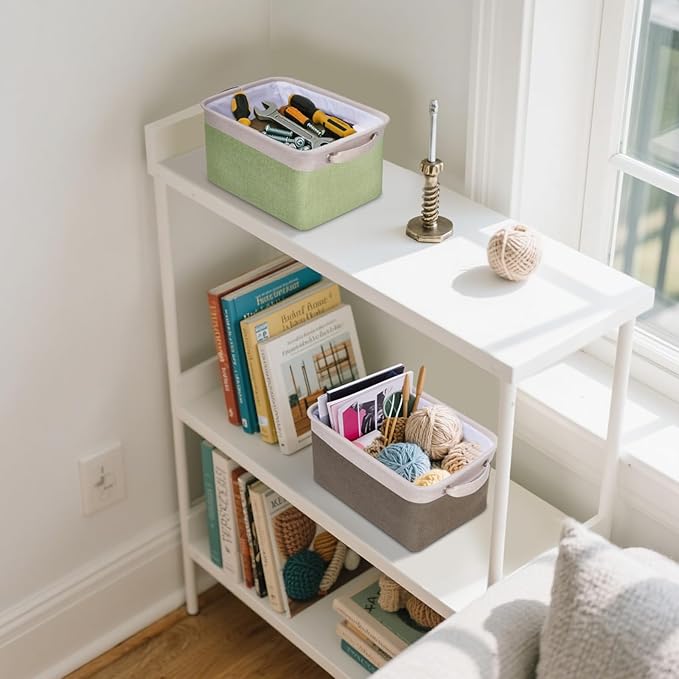 BALEINE 1 Pack Fabric Storage Bins for Shelves, Linen Storage Baskets for Organizing, Decorative Closet Bins for Clothes, Home (Skyblue, 12"x8"x8")