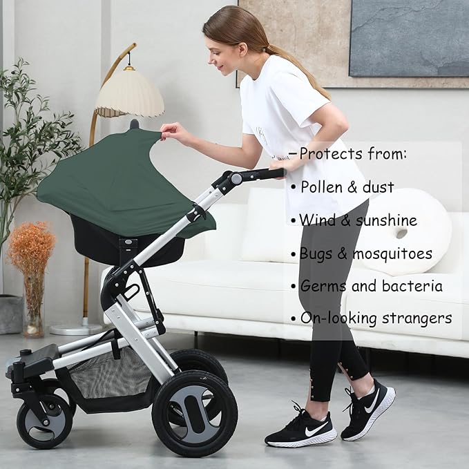 Car Seat Cover Baby for Nursing, Baby Breastfeeding Cover Carseat Canopy Covers, Solid Color Multi-use Nursing Cover for Babies (Roman Green)