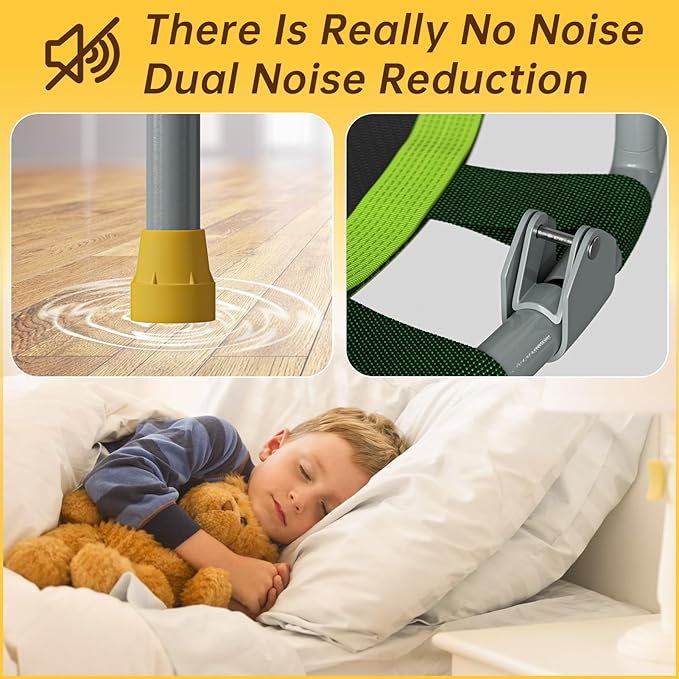 CLORIS 38in/48in Folding Trampoline - Max Load 220lbs / 450lbs Mini Trampoline Rebounder Trampoline for Adults with Adjustable Foam Handle, with safty Padded Cover Best Gift for Kids/Adult